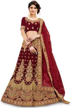Embroidered Semi Stitched Lehenga Choli