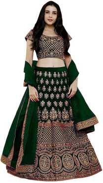 Embroidered Semi Stitched Lehenga Choli