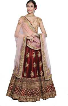 Embroidered Semi Stitched Lehenga Choli