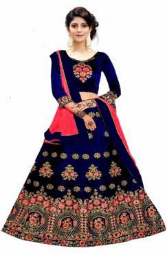 Embroidered Semi Stitched Lehenga Choli
