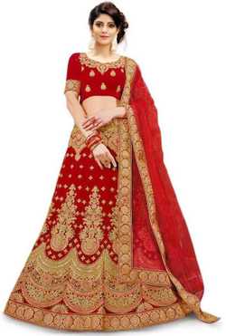 Embroidered Semi Stitched Lehenga Choli