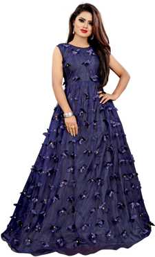 Applique Net Semi Stitched Anarkali Gown