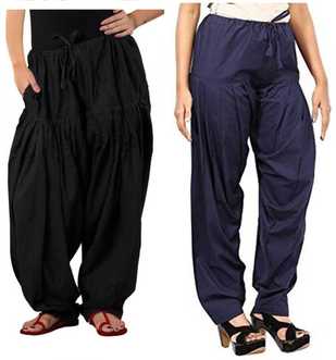 Cotton Blend Solid Women ["Dark Blue","Black"] Salwar