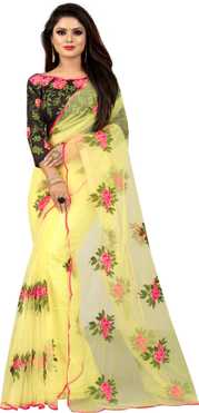 Embroidered Fashion Net Saree