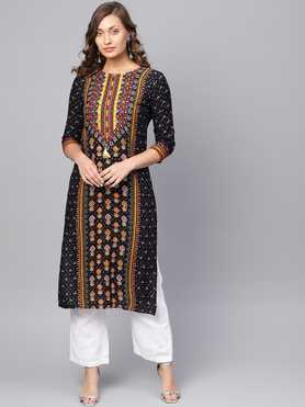 Women Printed Rayon Straight Kurta