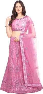 Embroidered Semi Stitched Lehenga Choli
