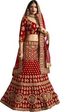 Embroidered Semi Stitched Lehenga Choli