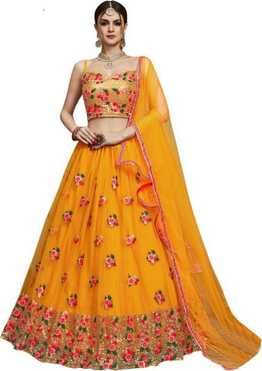Embroidered Net Semi Stitched Anarkali Gown