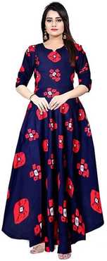 Rayon Blend Stitched Flared/A-line Gown