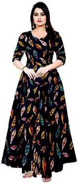 Rayon Blend Stitched Flared/A-line Gown