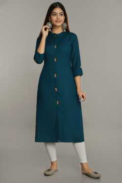 Women Solid Rayon Straight Kurta