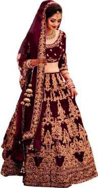 Embroidered Semi Stitched Lehenga Choli
