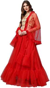 Solid Semi Stitched Lehenga Choli