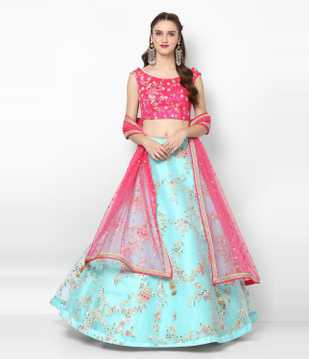 Embroidered Semi Stitched Lehenga Choli