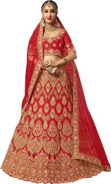 Embroidered Semi Stitched Lehenga Choli