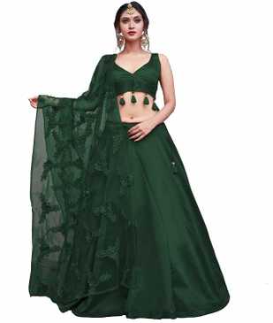 Embroidered Semi Stitched Lehenga Choli