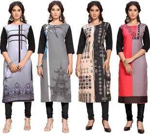 Women Printed Crepe Straight Kurta