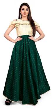 Self Design Satin Blend Stitched Flared/A-line Gown