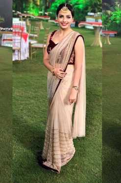 Embroidered Bollywood Net Saree