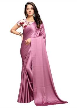 Solid Fashion Satin Blend Saree