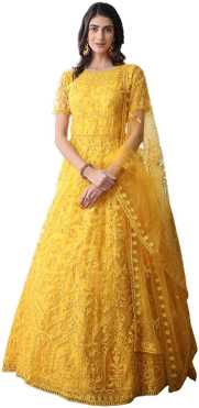 Embroidered Net Semi Stitched Anarkali Gown