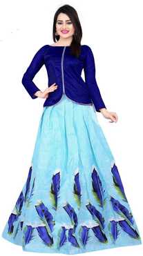Printed Semi Stitched Lehenga with Jacket