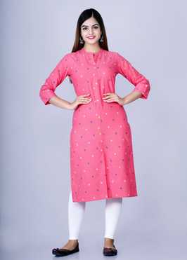 Women Printed Pure Cotton Straight Kurta