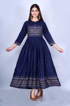 Women Printed Rayon Flared Kurta