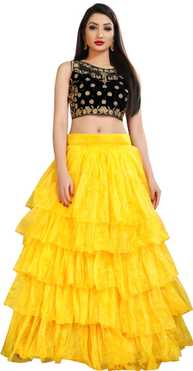 Solid Semi Stitched Lehenga Choli