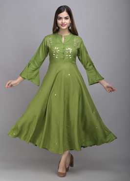 Rayon Blend Stitched Flared/A-line Gown