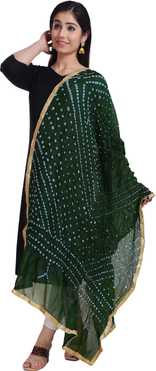 Chiffon Solid Dark Green Women Dupatta