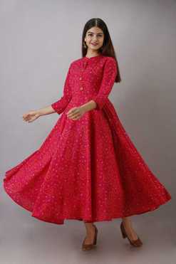 Paisley Rayon Blend Stitched Flared/A-line Gown