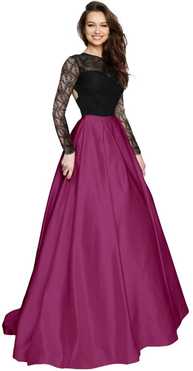 Solid Satin Blend, Net Semi Stitched Flared/A-line Gown