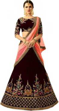 Embroidered Semi Stitched Lehenga Choli