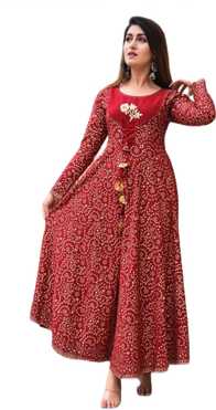 Women Printed Rayon Gown Kurta