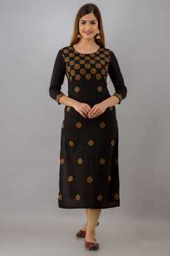 Women Printed Rayon Straight Kurta