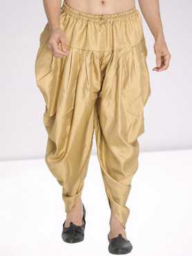 Skylight Festive Season Men's Cotton Silk Peshawari Dhoti Patiala For Kurta & Sherwani (Golden, Free Size Men Dhoti