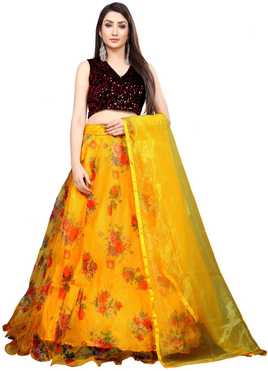 Embroidered, Digital Print Semi Stitched Lehenga Choli