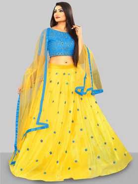 Embroidered Semi Stitched Lehenga Choli