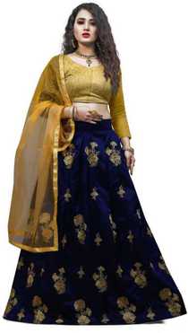 Embroidered Semi Stitched Lehenga Choli