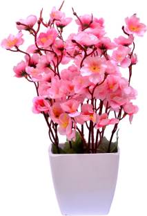 Yash Enterprises Small pink cherry blossom Bonsai Artificial Plant  with Pot