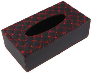 SODIAL Portable Leather Rectangular Tissue Cover Box Holders Case Pumping Paper Hotel Home Car Gift Brown R