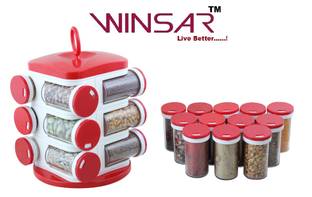Winsar Rx 12 Pcs. Masala Rack - 2 dozen Polypropylene Spice Container