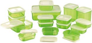 MasterCook 17 Pieces Green - 200 ml, 330 ml, 1630 ml, 150 ml, 500 ml, 700 ml Polypropylene Food Storage