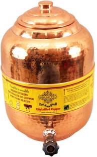 IndianArtVilla Water Dispenser Pot Tank - 6.5 L Copper Multi-purpose Storage Container
