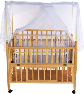 mee mee baby wooden cot with swing & mosquito net