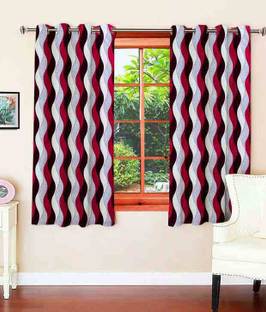 Zesture Polyester Multicolor Abstract Eyelet Window Curtain