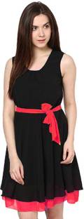 Indicot Women's A-line Red Dress