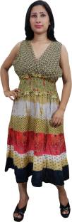 Indiatrendzs Women's Gathered Multicolor Dress