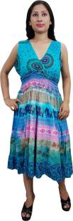 Indiatrendzs Women's Gathered Multicolor Dress